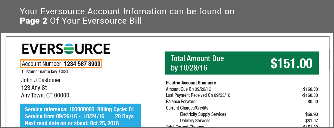 Eversource Bill Account Number Location