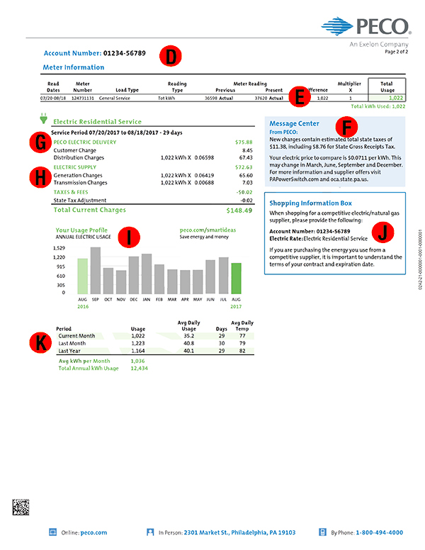 PECO Energy Example Bill Page 2