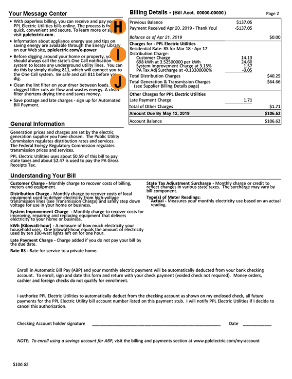 Understand Page 2 of Your PPL Bill